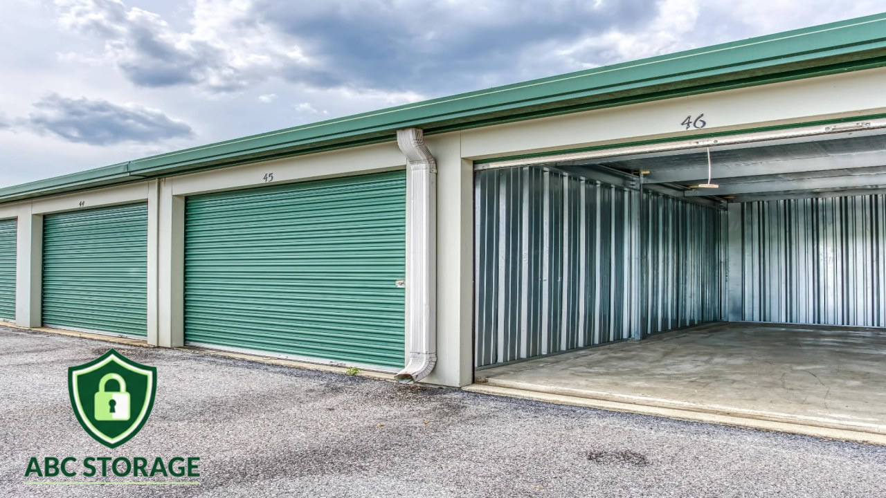 Professional business owner organizing documents in climate-controlled storage unit