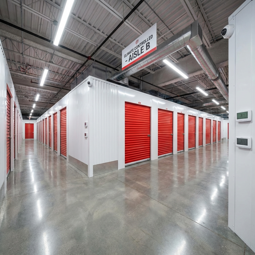 Well-lit outdoor storage lot for RVs and related vehicles at All Good Self Storage, serving Ladonia and Phenix City AL