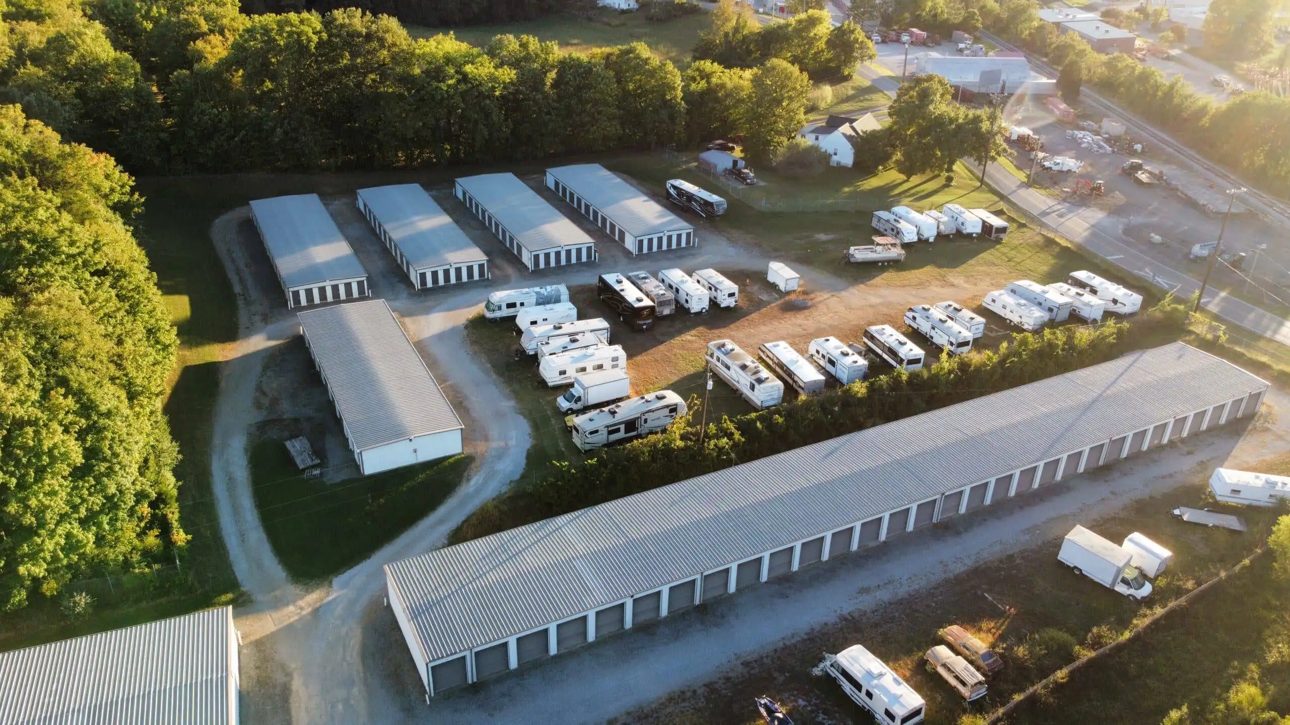 Outdoor boat and RV parking at Cherry Station Self Storage in Clarksville, Tennessee