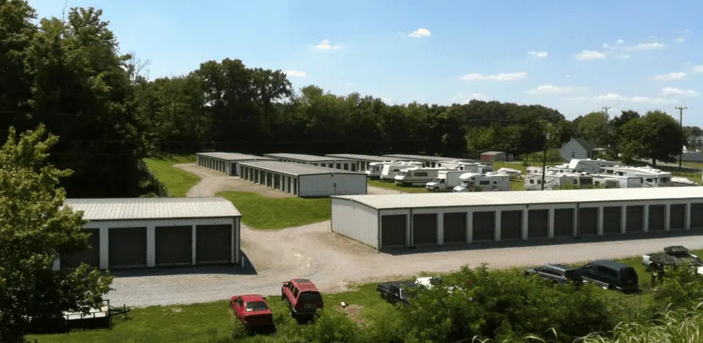 Gated outdoor parking and drive-up storage at Cherry Station Self Storage in Montgomery County, Tennessee