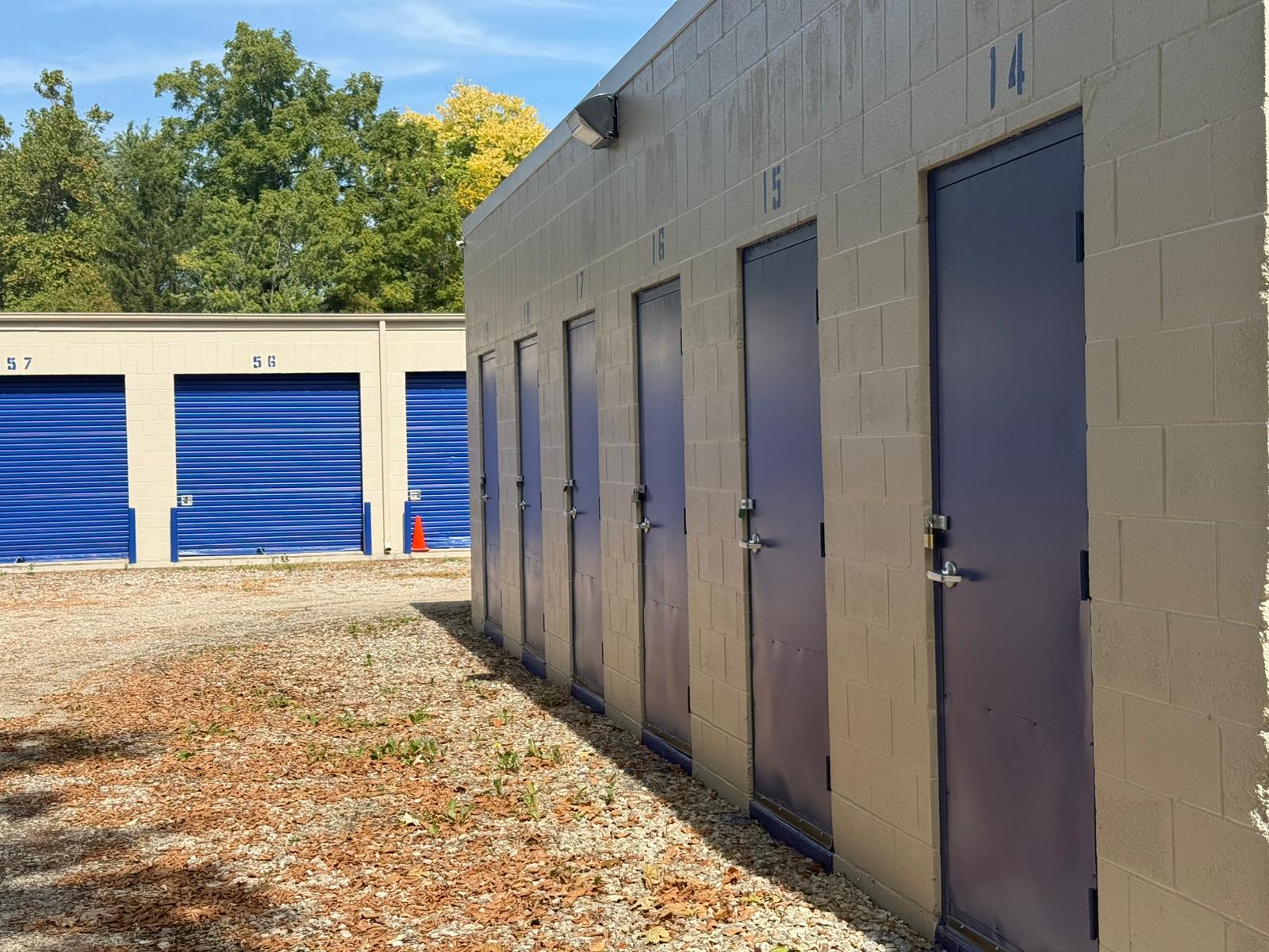 Muncie Yorktown Storage facility offering outdoor RV parking and drive-up units at two Delaware County locations