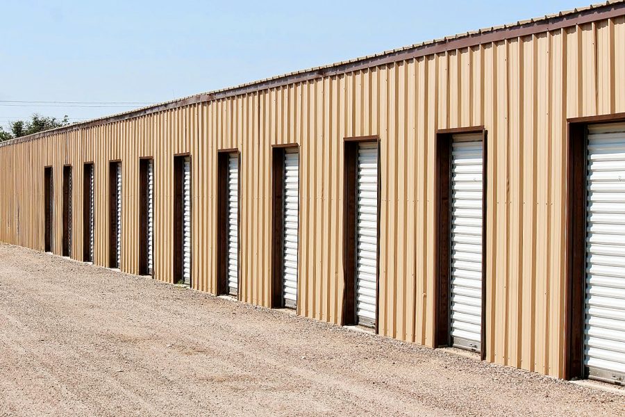 Drive-up self storage units and wide loading aisle at Presto Storage on N Dixie Blvd in Odessa, Texas
