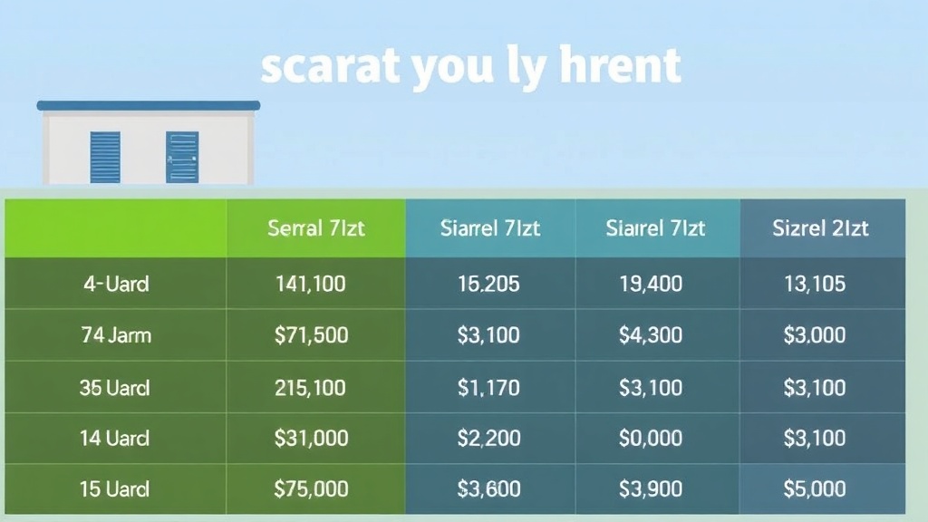 Storage unit size comparison chart showing different unit dimensions