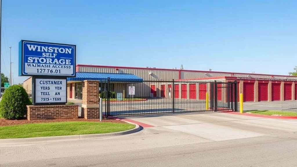 Winston Self Storage facility on Wabash Boulevard with customer access gate